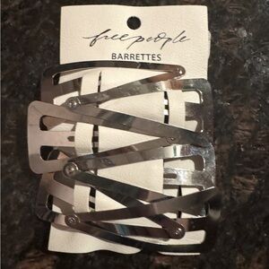 Free People large silver snap clip barrettes (set of 6)